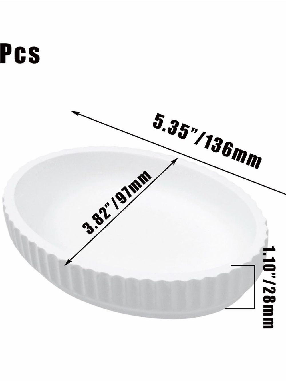 White Oval Bath Accessory Dish with Fluted Edge